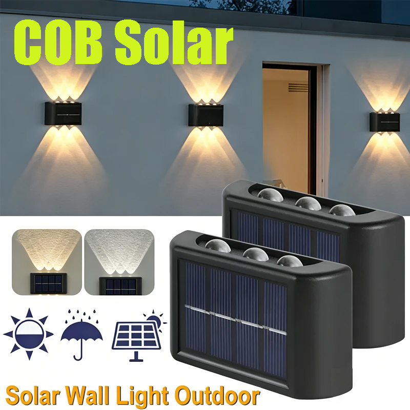 Outdoor Lighting Uplight - COB Solar Wall Lamp Outdoor Waterproof