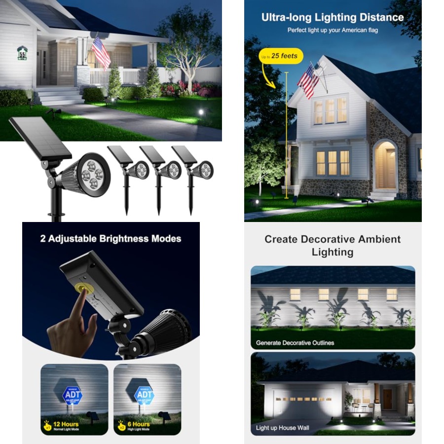 Outdoor Lighting Waterproof - Solar Spotlights Outdoor Waterproof for Tree,