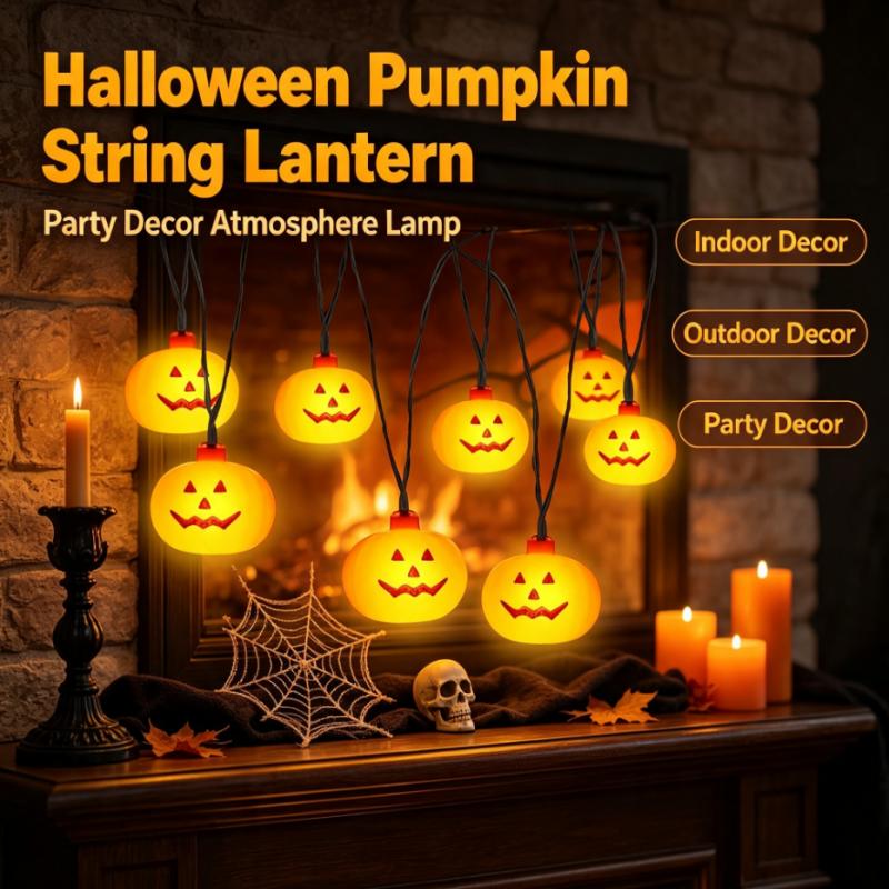 Outdoor Lighting Halloween - Battery Powered Halloween Pumpkin String Lights