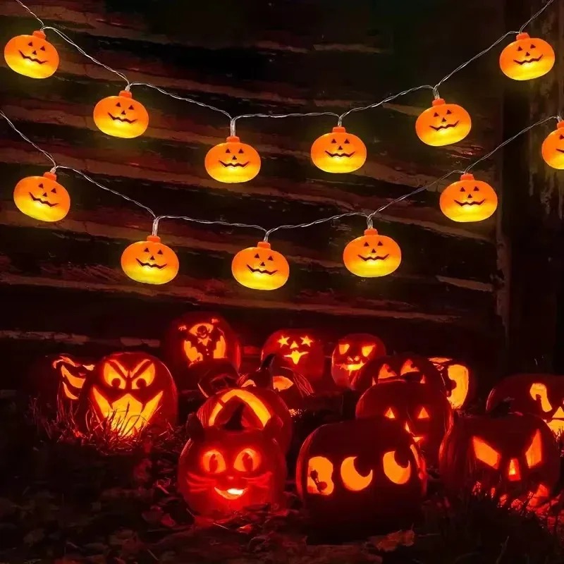 Outdoor Lighting Halloween - Pumpkin Halloween String Lights 20LED Battery