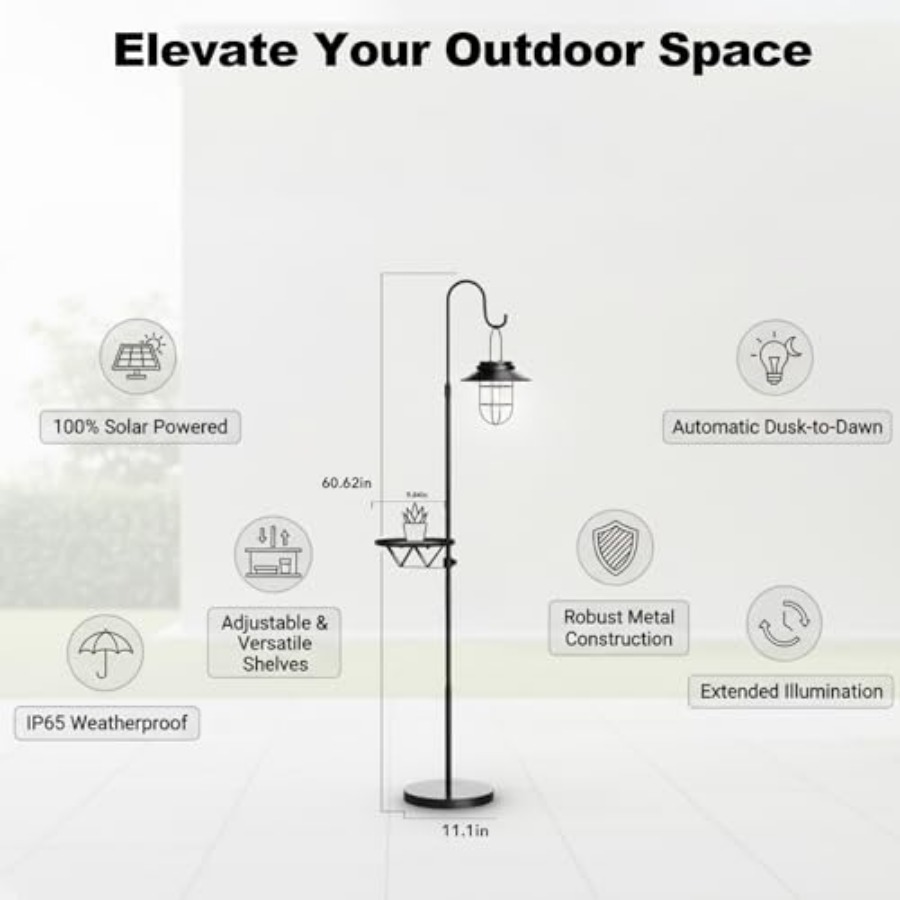 Solar Floor Lamp with Table, 6 - Outdoor Lighting Waterproof ulasan dan harga