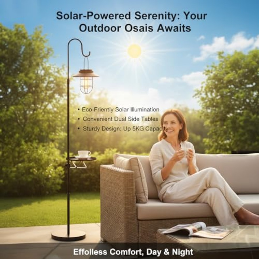 Solar Floor Lamp with Table, 6 - Outdoor Lighting Waterproof ulasan dan harga