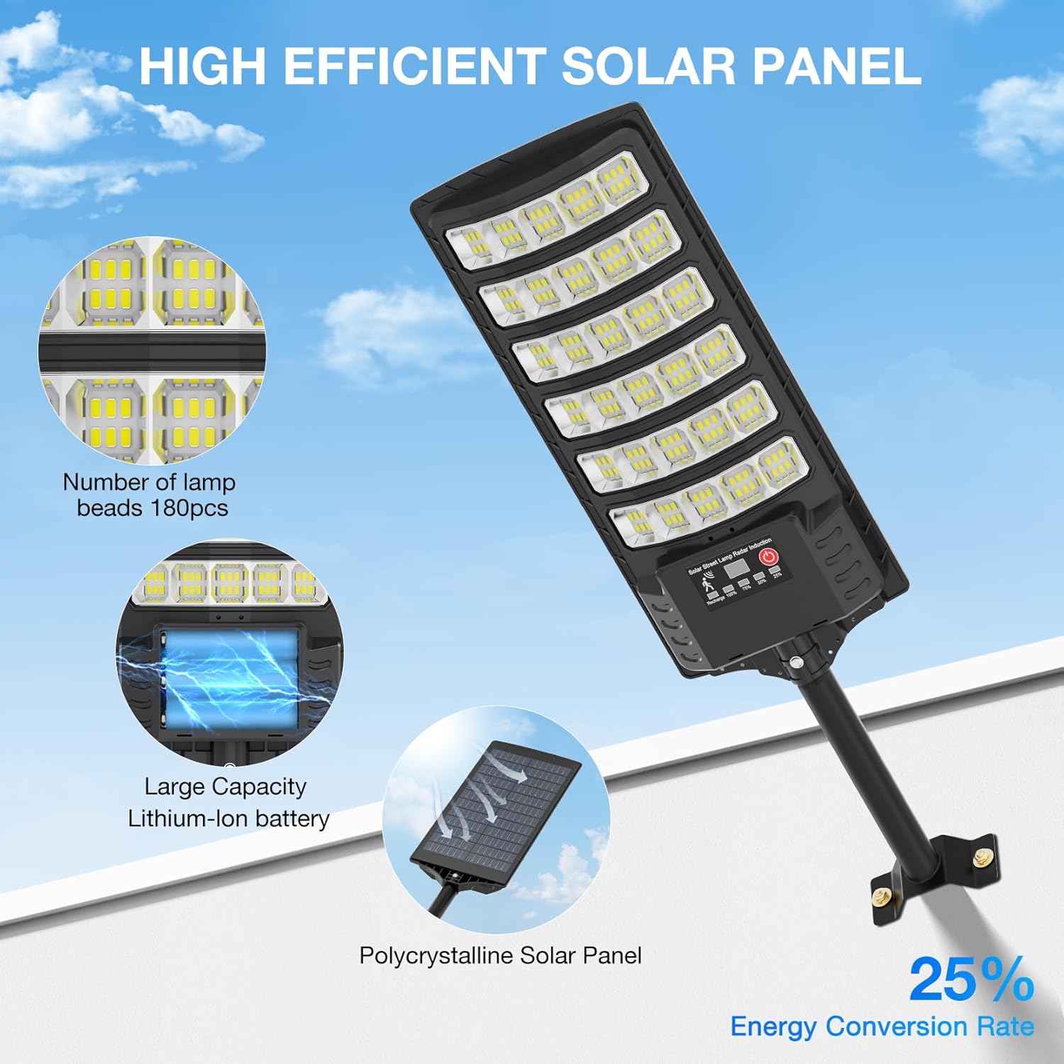 Solar Street Light with Pole M - Outdoor Lighting Dusk To Dawn ulasan dan harga