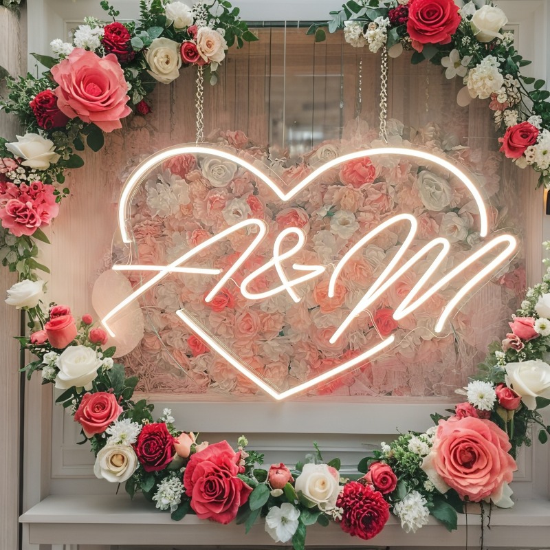 Custom Initials Heart LED Neon - Outdoor Lighting Halloween ulasan dan harga
