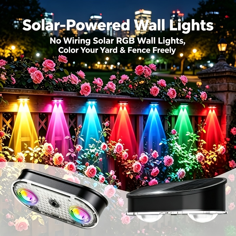 RGB Solar Fence Light IP44, 8  - Outdoor Lighting Dusk To Dawn ulasan dan harga