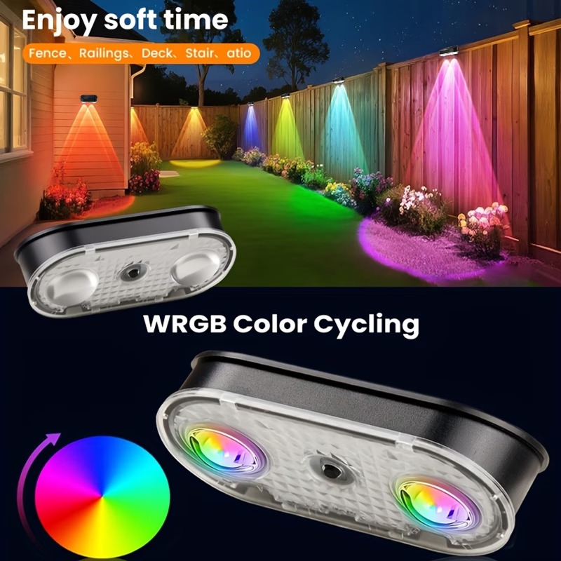 RGB Solar Fence Light IP44, 8  - Outdoor Lighting Dusk To Dawn ulasan dan harga
