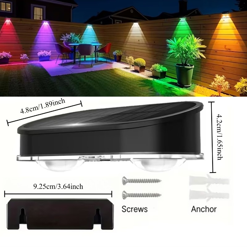 RGB Solar Fence Light IP44, 8  - Outdoor Lighting Dusk To Dawn ulasan dan harga