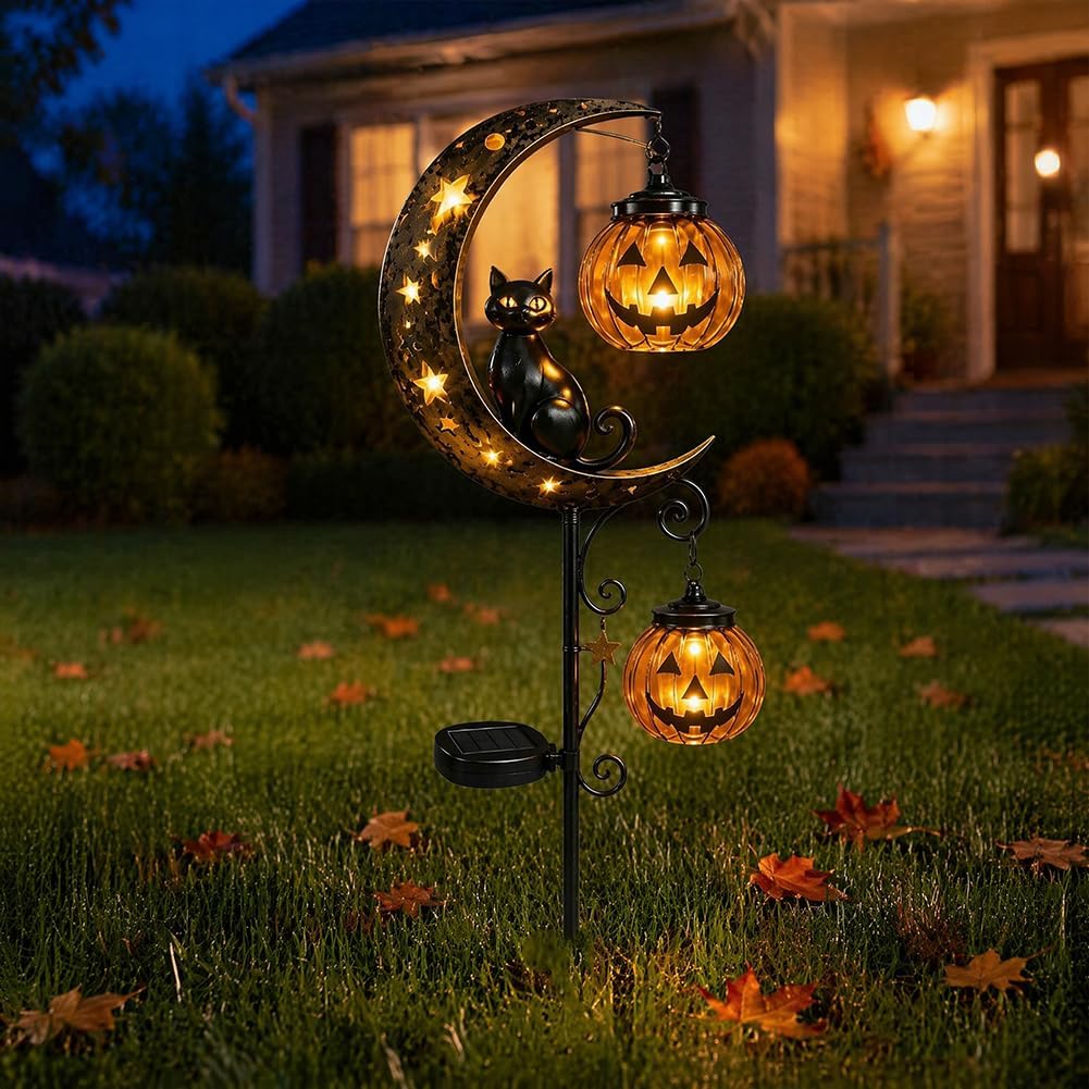 Solar Halloween Black Cat & Pu - Outdoor Lighting Halloween ulasan dan harga