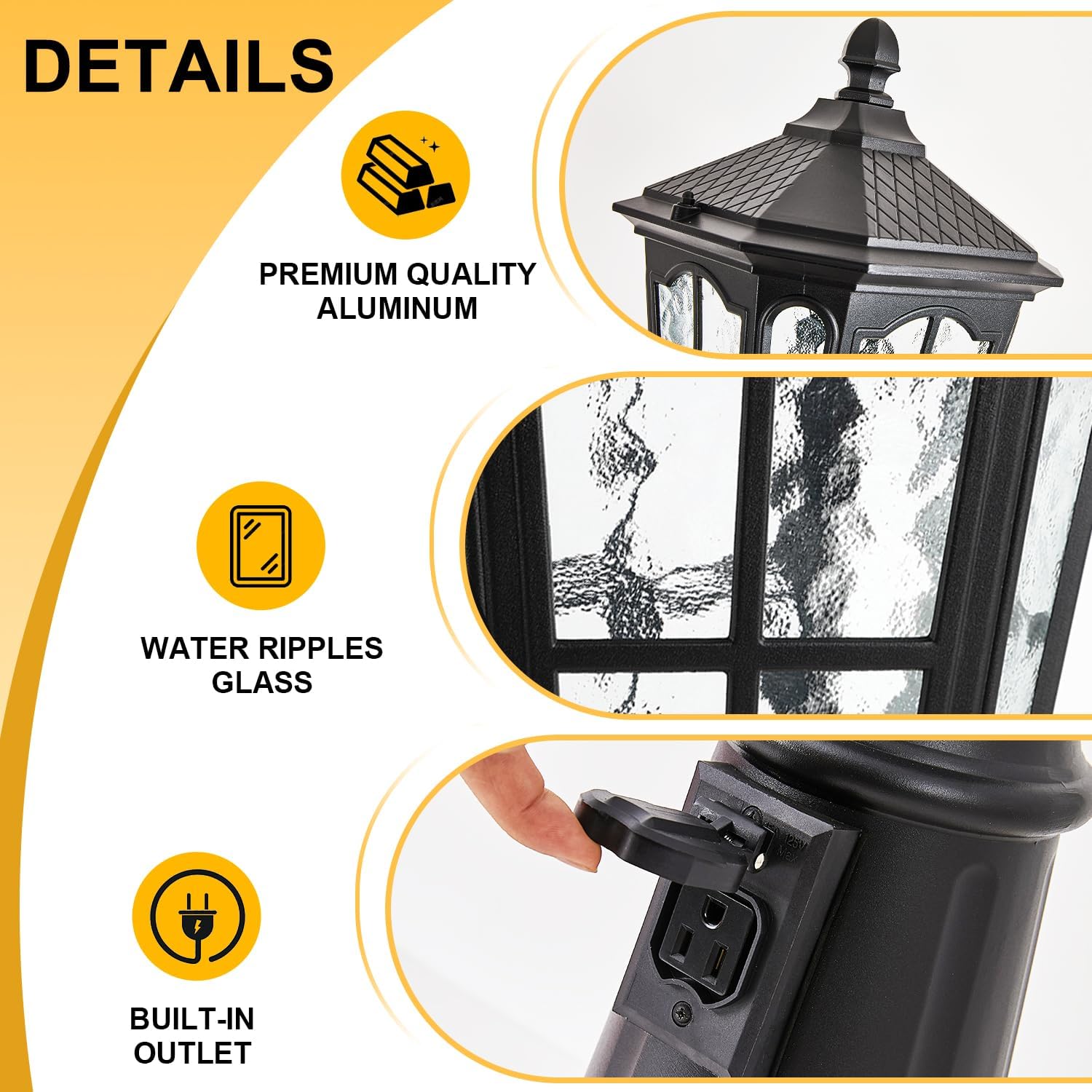 Waterproof outdoor pole light  - Outdoor Lighting No Outlet ulasan dan harga