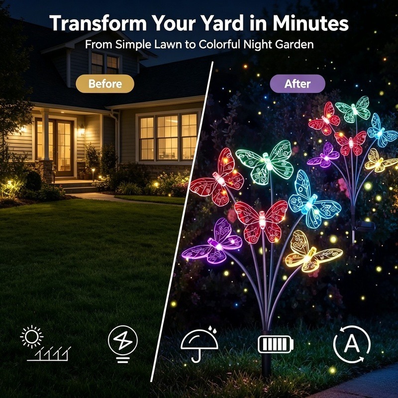 Solar Powered Butterfly Lights - Outdoor Lighting Yard ulasan dan harga
