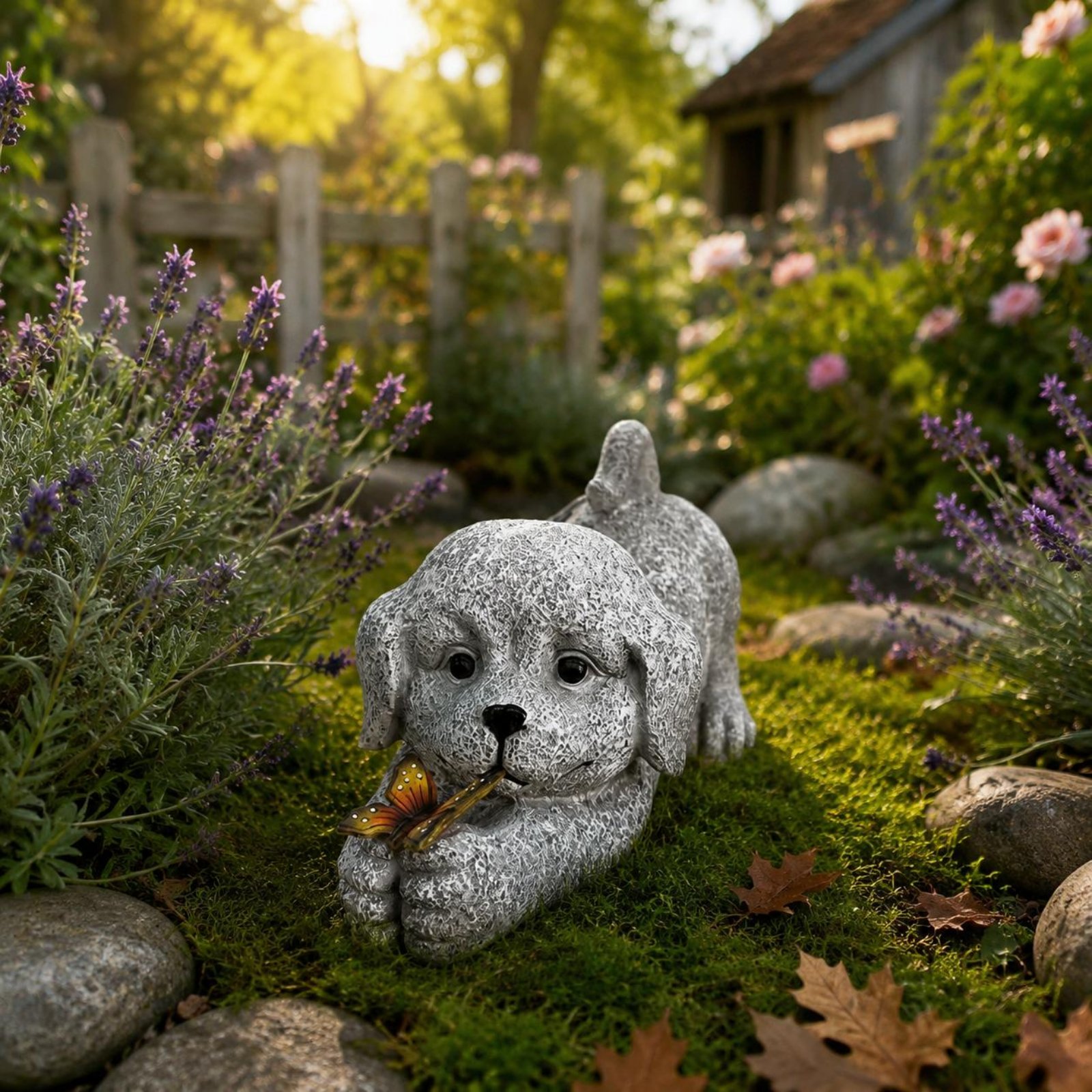 Solar Dog Statue Resin Craft S - Outdoor Lighting Yard ulasan dan harga