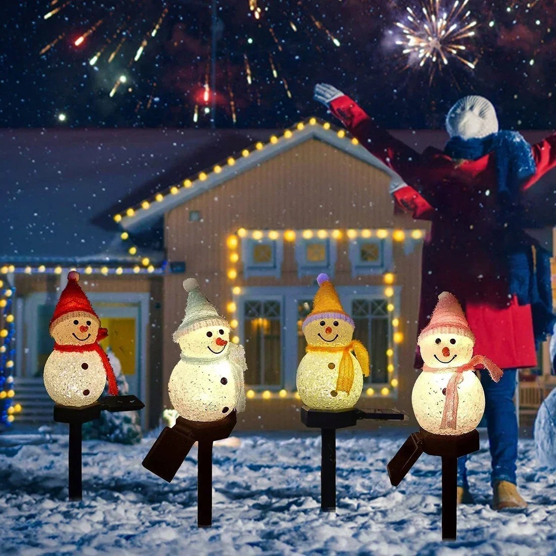 Christmas Snowman Solar Garden - Outdoor Lighting Yard ulasan dan harga